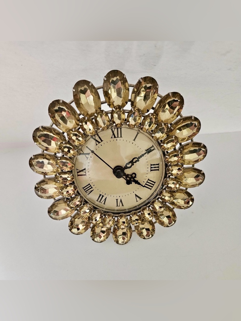 Working Art Deco Vintage Gold Sunburst Clock